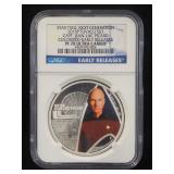 2015 P Tuvalu $1 Star Trek Capt Jean-Luc Picard Silver Coin, 1 oz .999 Silver, Graded PF 70 Ultra Ca
