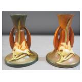 Roseville Pottery #1163 4.5" Candle Stands, Qty 2