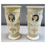 Weller Ethel Creamware Circa 1915 Ceramic Vases, Qty 2