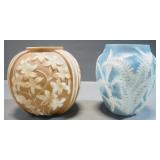 Phoenix Glass Fern And Floral Vases, Qty 2