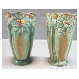 Weller Pottery Apple Tree Pattern Vases, Qty 2