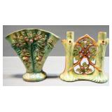 Weller Pottery Apple Tree Double Vase And Fan Vase