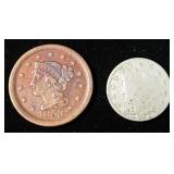 1853 Large Cent (Braided Hair), 1899 V Nickel, And Buffalo Nickels, Qty 62