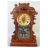 Antique Gingerbread Clock, 19.5" High, Finial Needs To Be Reattached