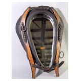 Vintage Leather Horse Collar With Mirror Insert And Hames Co. No 61 Hames, 26" High