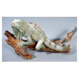 Iguana On Log Figurine, 13" Long, And Otter Squeaker