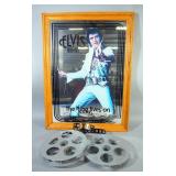 Elvis The King Lives On Framed Mirror, 18" W x 24" H, And 3-Dimensional Film Reels Wall Decor, 15.5"
