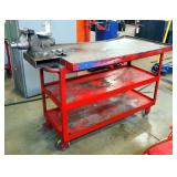Custom Rolling Steel Transmission Table With 5" Vice, 46" x 60" x 29"