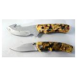 Stainless Steel 3.5 Hook Knife, And 3.5" Folding Knife, With Duel Carrier