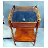 Brandt Furniture Embassy Collection Two Tier Glass Top Shadow Box Curio Side Table, 23" x 15.5" x 15