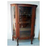 Wood And Glass Curved Front Curio Cabinet With Claw Feet, 60.5" x 41" x 16.5"