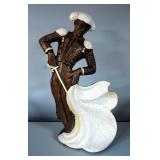 Mid Century Spanish Matador Figurine, 13" Tall, With Ceramic Bulls, Qty 2, Bulls Marked U.S.A. 551