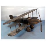 Metal Decorative Bi-Plane, 10.5" x 32" x 25"