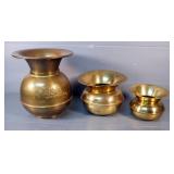 Brass 10" Union Pacific Railroad Spittoon, And 6" And 4.5" Brass Spittoons