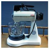 Vintage Sunbeam MixMaster 12 Speed Mixer, Model 2360, With Small Mixing Bowl, Beaters, And Dough Hoo