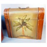 Vintage Ceramic 12" #4 Handled Crock, Minor Damage, And 4 Bottle Felt Lined Wine Carrier, 14" x 16"