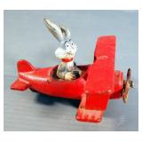 Vintage Metal Bugs Bunny In Bi-Plane, Metal Locomotive Pencil Sharpener, Key Chain, And Glass Gun Ca