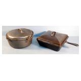 Wagner 1891 Original L 5 Qt Dutch Oven With Lid, And Wagner Ware Sidney O Series Square Chicken Frye