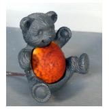 Vintage Tiffany Style Amber Art Glass Table Lamp Including Cheyenne Bear, Duck With Minor Damage, An