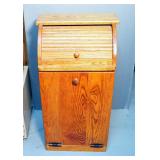 Wood Pull Out Trash Bin With Roll Top Receptacle, 31" x 17" x 12"