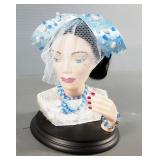 D.A.E. Original Extravagance In Doll Design Elegant Doll Bust On Wood Stand, Missing Earrings
