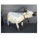 Metal Junkyard Art, Including Goat, 27" Tall x 29" Long, And Cow With Cowbell, 23" Tall x 43" Long