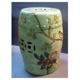 Ceramic 19" Garden Stool With Floral Accents