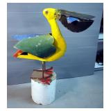 Metal Junkyard Art Pelican, 34" Tall x 26" Long