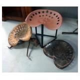 Hand Crafted Tractor Seat Stool, 17.5" Tall, With Additional Tractor Seats, Qty 2