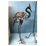 Metal Decorative Herons, Qty 2, 36" And 34" Tall, And Metal Floor Standing Lantern Style Candle Hold
