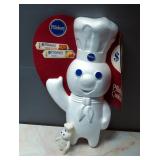 Vintage Styrofoam 27" Pillsbury Doughboy Advertisement Figurine, And Rubber 7" Pillsbury Doughboy