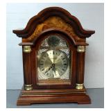 Wood Quartz Mantle Clock, "Tempus Fugit", Westminster On Face, Battery Operated, 19" x 14.5" x 6.5"