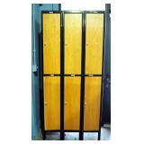 Locker Unit With Two Tiers And 6 Laminate Wood Doors, 78"x36"x18"