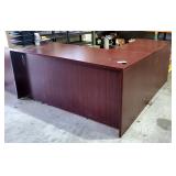 L-Shaped 4-Drawer Office Desk, 29.5" x 66" x 77", Including Scissors, Stapler, Note Pads, Pens And M