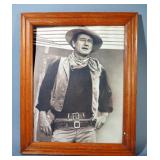 John Wayne Photos, Qty 2, Both Framed, 1 Under Glass, 13.5" Wide x 16.5" High