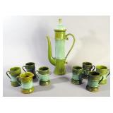 1960s Japanese Tea Set With Elongated Teapot, Cups, And Creamer, Total Qty 9 Pcs