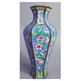 Chinese Enameled Vase With Floral Images, 9" High
