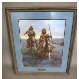 Howard Terpning (American, 1927- ) Blackfoot Raiders Limited Edition Print, Framed Double Matted Und