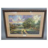 Thomas Kinkade (American, 1958-2012) Country Living Print, Framed Matted Under Glass, 36" Wide x 26"