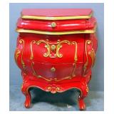 Bombay Chest With Gild Scroll Design, 3 Drawers, 27.5" High x 23.25" Wide