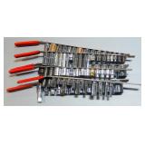 Sockets On Socket Organizers, Includes 1/4, 3/8, And 1/2
