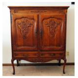 Antique Oak Sideboard With Carved Panels And Cabriole Legs, 49" x 42" x 18"