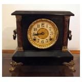 Antique Sessions Footed Mantle Clock, 8 Day Half Hour Strike Cathedral Count, 11" x 11 1/2" x 6 1/2
