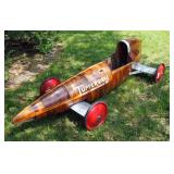 1974 Custom Built Walnut Soap Box Derby Racing Car With 12" Wheels