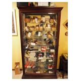 Lighted Display Cabinet With Adjustable Glass Shelves And Sliding Glass Door, 79" x 43" x 15.5"