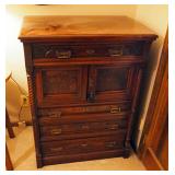 Antique 4 Drawer Cabinet Knapp Joint Construction, Carved Wood Accents, 41.5" x 32" 21.5", Includes 