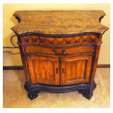 Single Drawer Bedside Chest With Stone Top And Clawed Ball Feet, 33.5" x 32" x 20.5"