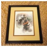 Jim Hamil Framed Water Color Schnauzer Print, Signed And Numbered 125/500, 17" x 14"