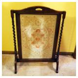 Antique Oak Tapestry Fire Place Screen, 33" x 22"