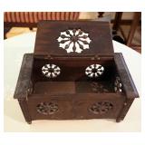 Antique Carved Wood Cricket Box, 5" x 10" x 6", And Rosewood Tea Box